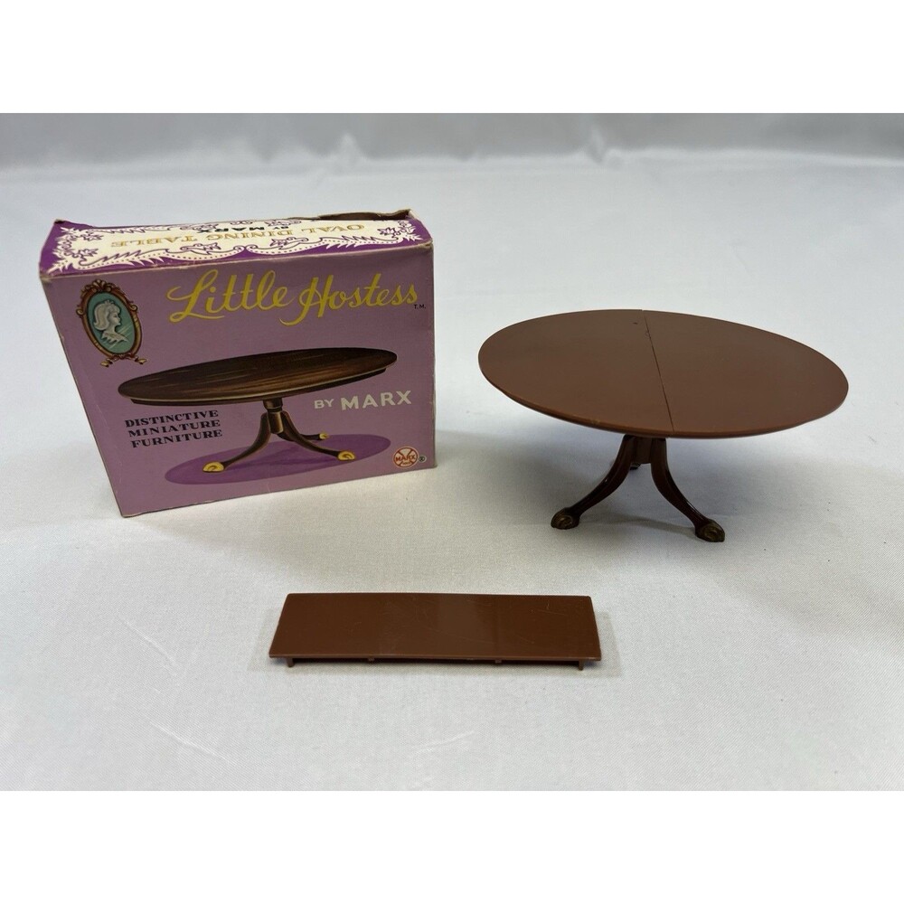 Vintage Little Hostess Miniature Dollhouse Furniture Oval Dining Table by Marx